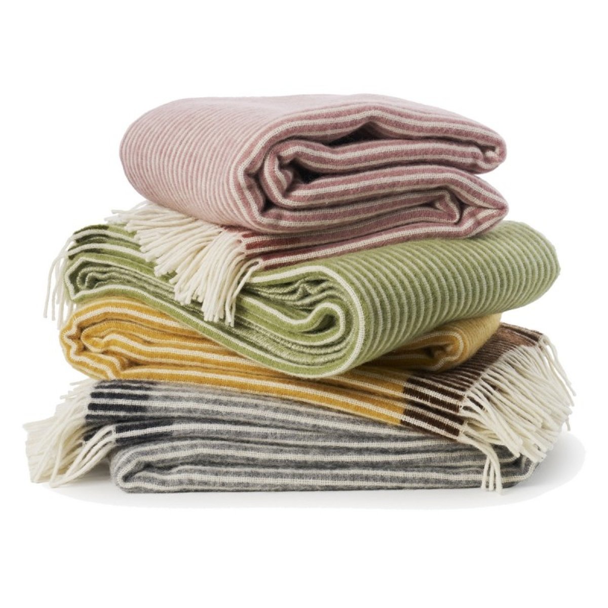 Plaid fines rayures laine agneau RIB gris, KLIPPAN
