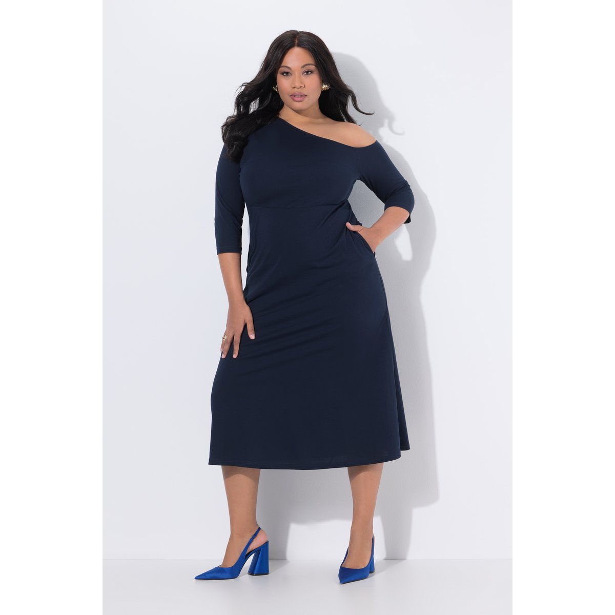 Robe maxi décolleté rond marine, ULLA POPKEN