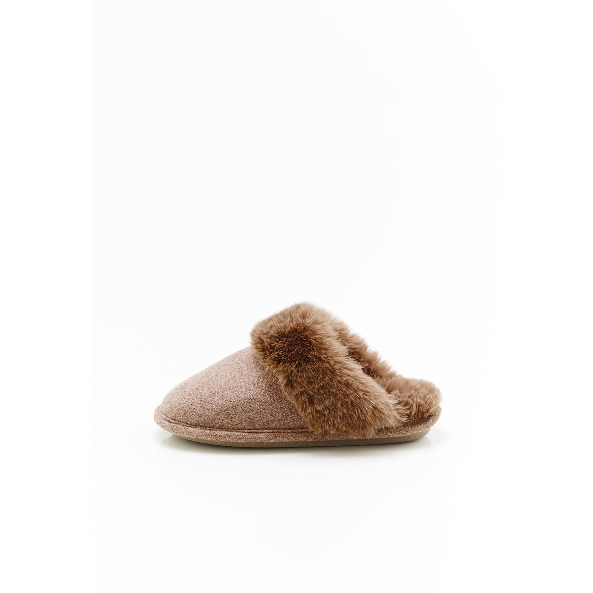 Mules Thermolactyl imitation fourrure marron taupe chiné, DAMART