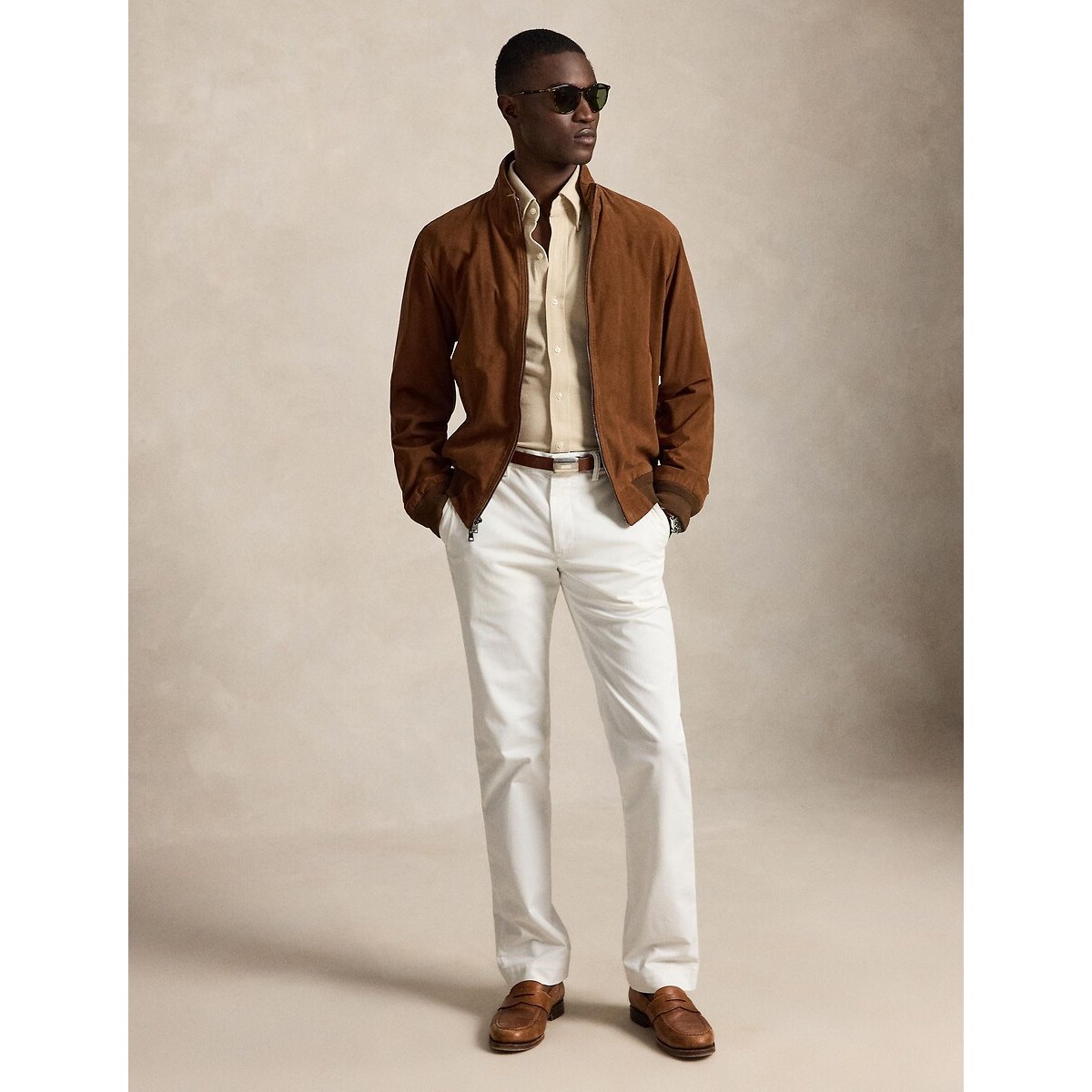 Camicia ultraleggera in cotone piqué beige, POLO RALPH LAUREN