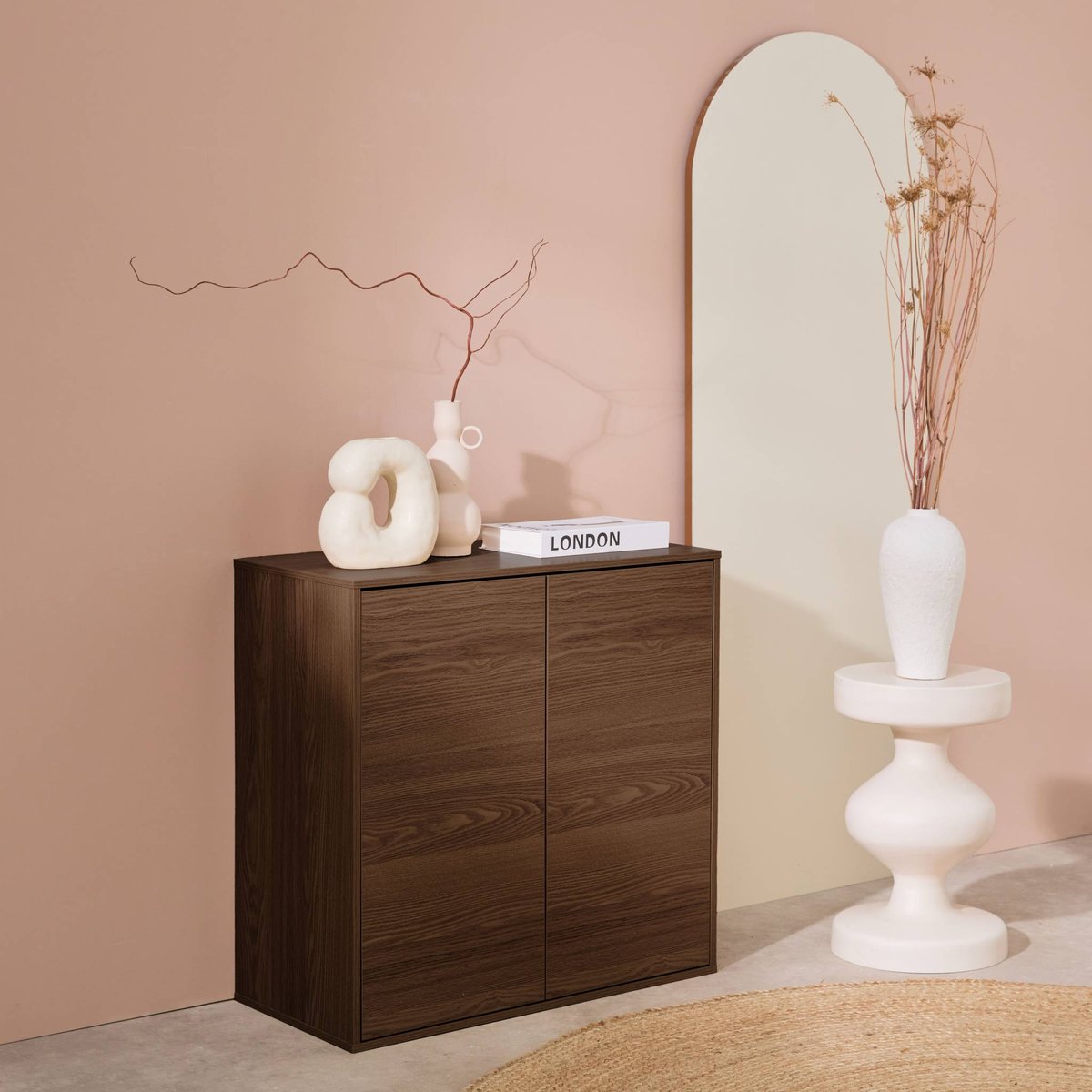 Module de rangement décor bois 2 portes 70cm KOMPO blanc, SWEEEK