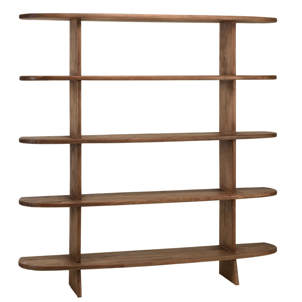 Bibliothèque linéaire 5 étagères en bois de mindi ARCUS bois naturel, PIER IMPORT