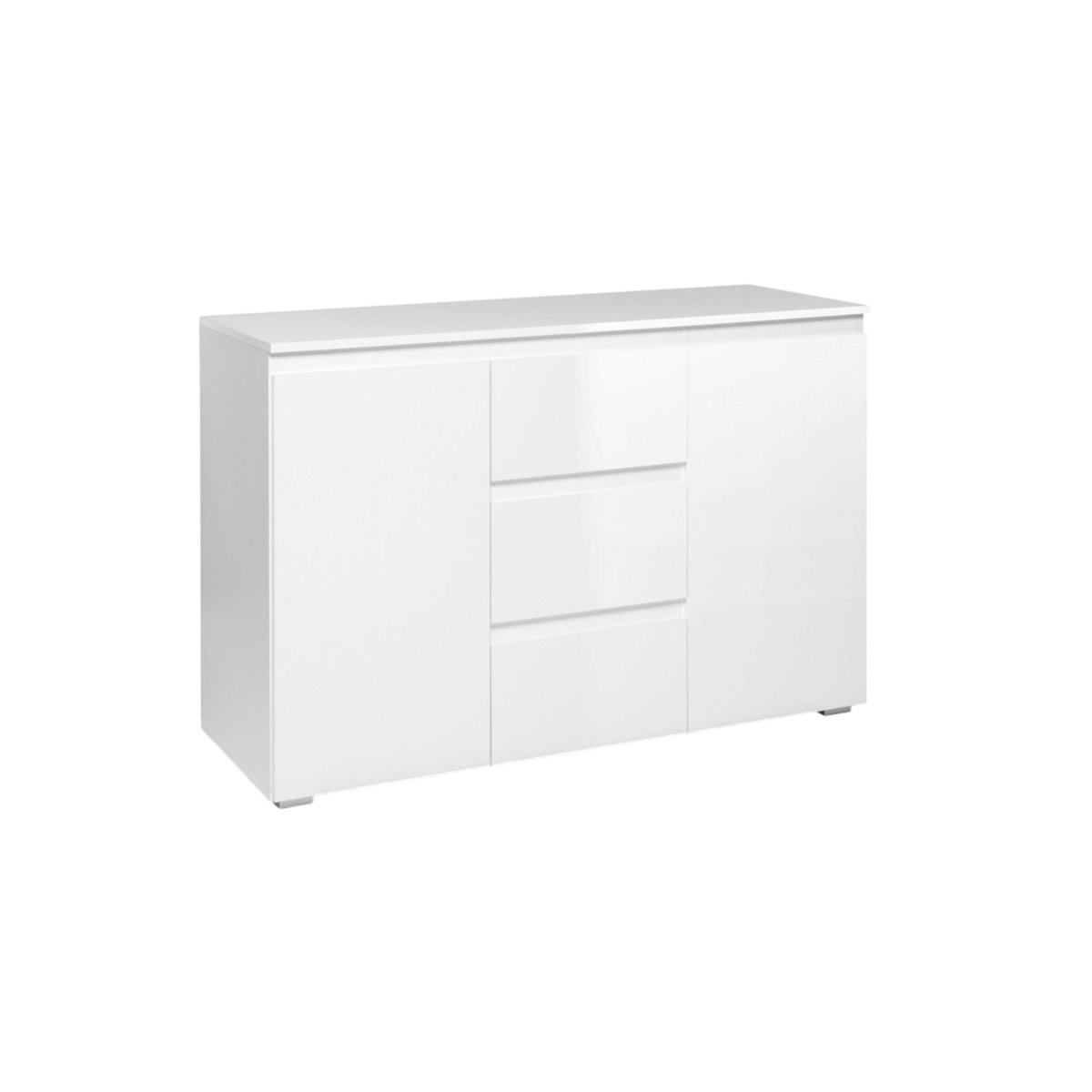 Buffet blanc moderne 2 portes 3 tiroirs ALVA blanc, PIER IMPORT