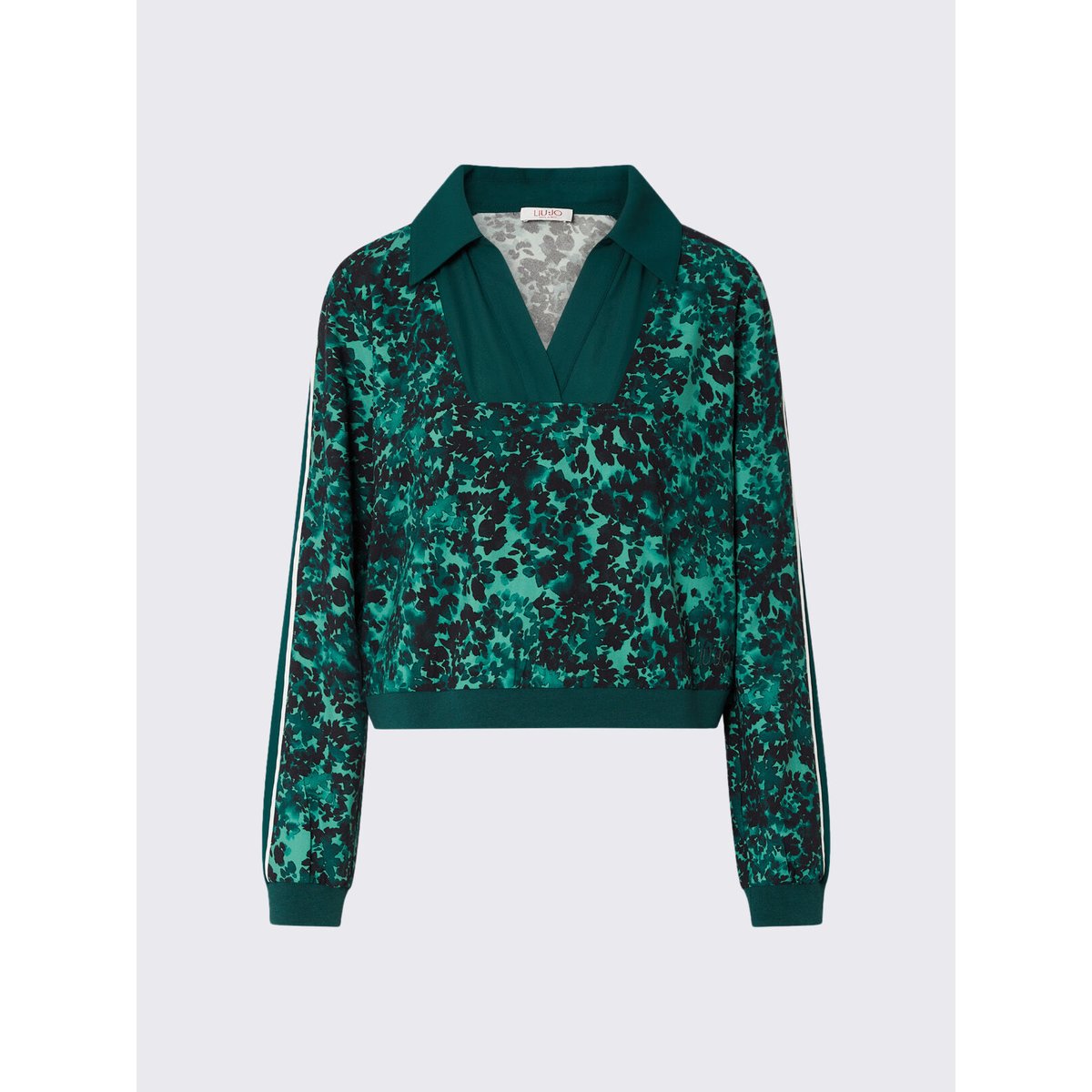 Sweat-shirt en crêpe imprimé vert, LIU JO