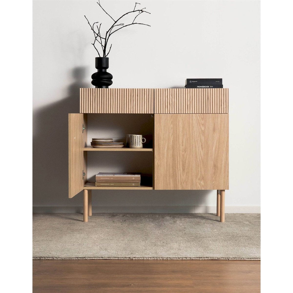 Buffet bas japandi collection NOLIE noir, RECOLLECTION