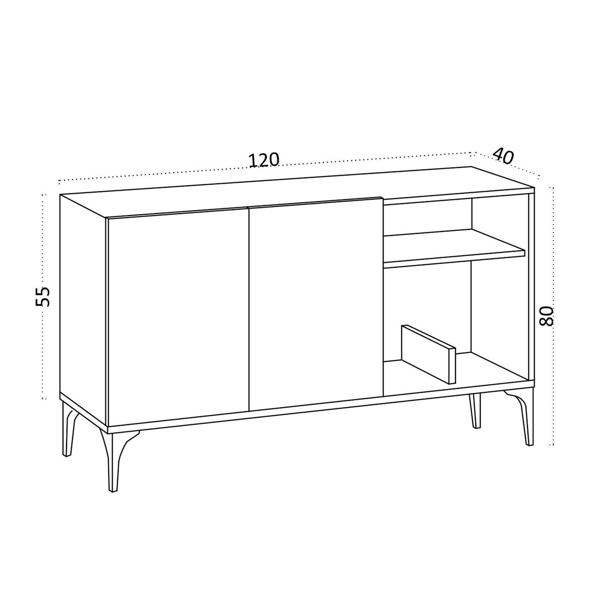 Petit buffet 2 portes effet chêne - avec niches JENA bois naturel, PIER IMPORT