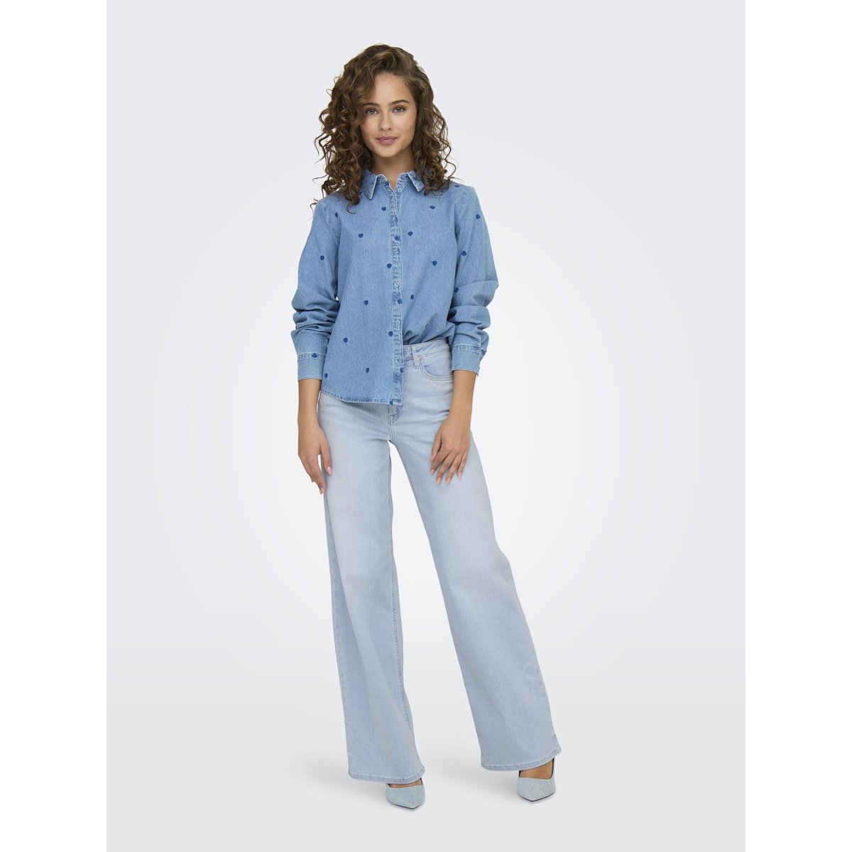 Jean à jambe large ONLMADISON Taille haute Wide Leg Fit Jeans light blue bleached denim, ONLY
