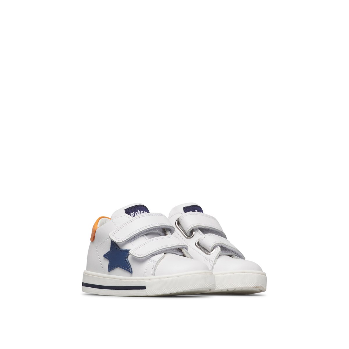 Baskets en cuir SASHA VL blanc-bleu clair-orange, FALCOTTO