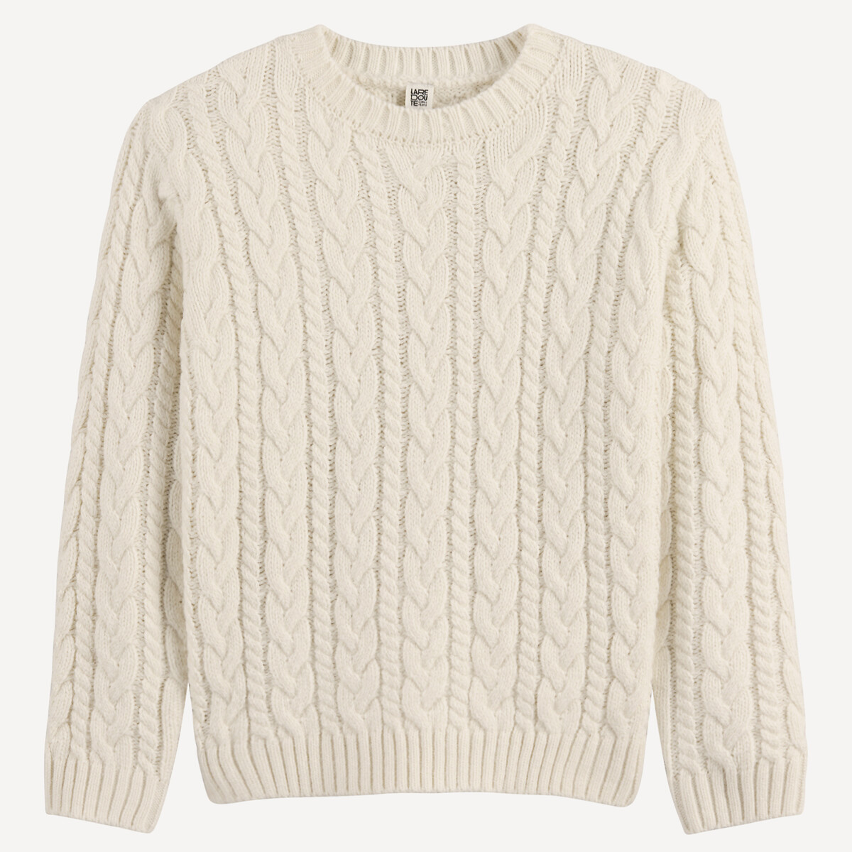 Pull col rond en grosse maille torsadée ecru, LA REDOUTE COLLECTIONS