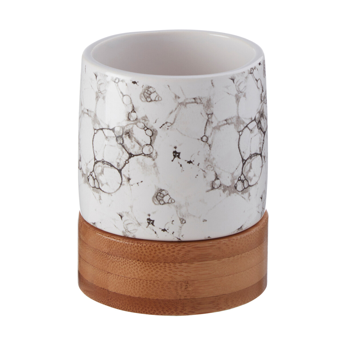 3pc Bubble Print Bamboo Bathroom Set white, SO'HOME