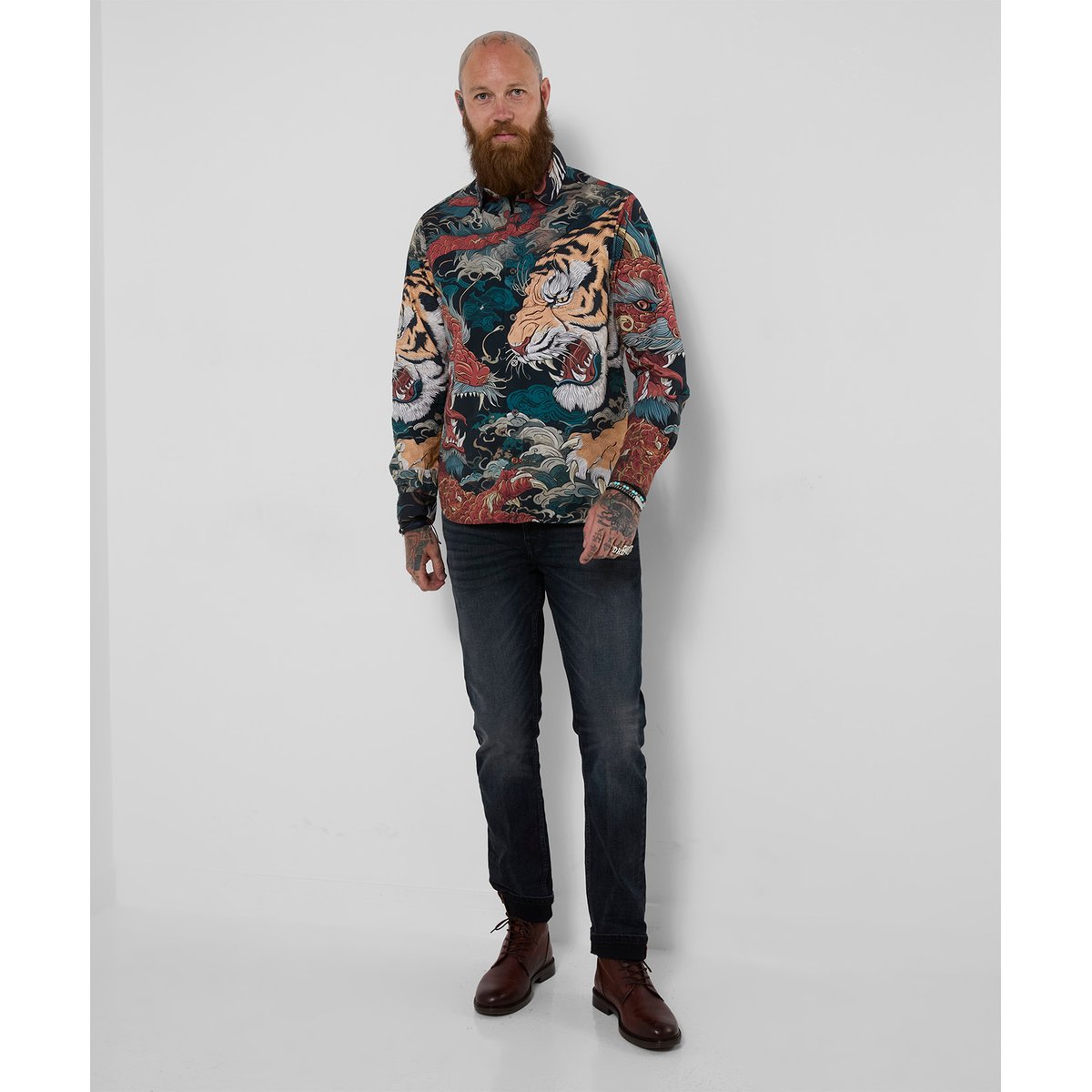 Chemise Imprimé Dragon contre Tigre multicolore, JOE BROWNS
