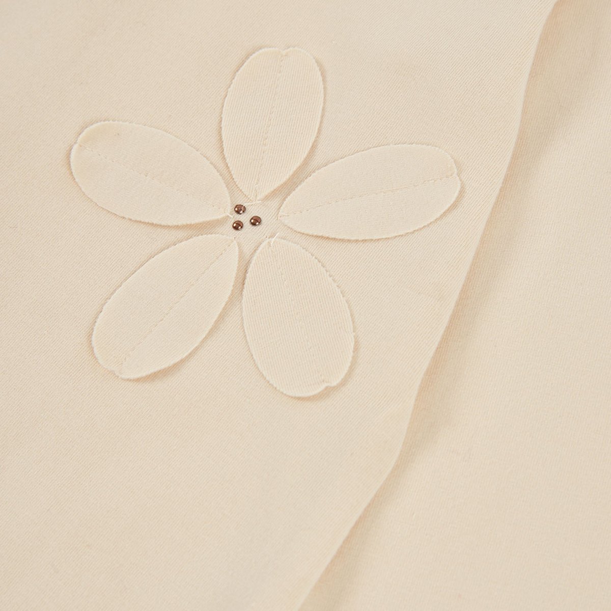 T-shirt fille en maille avec fleurs appliquées beige, BOBOLI