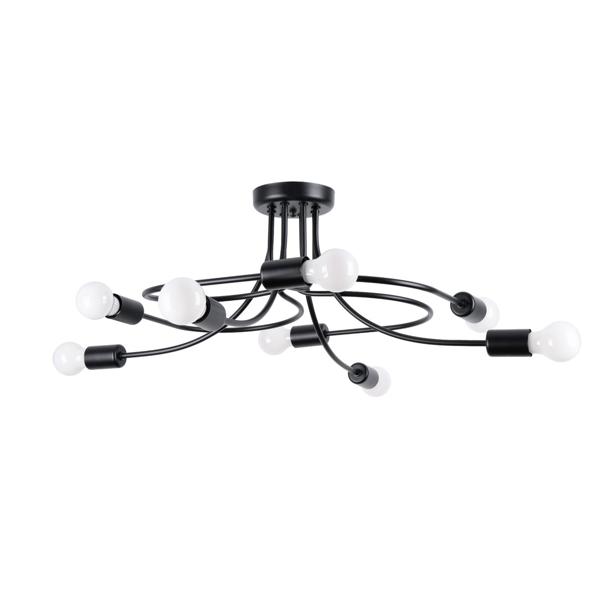 Suspension Acier Noir E27 8 Levar noir, EDEN