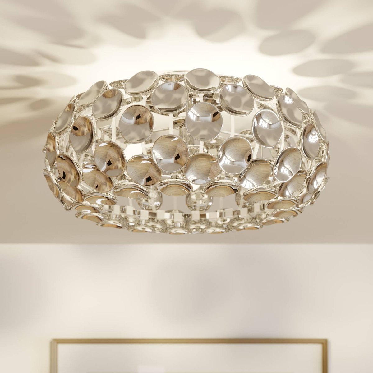 Plafonnier moderne, Reza chrome, transparent, LINDBY