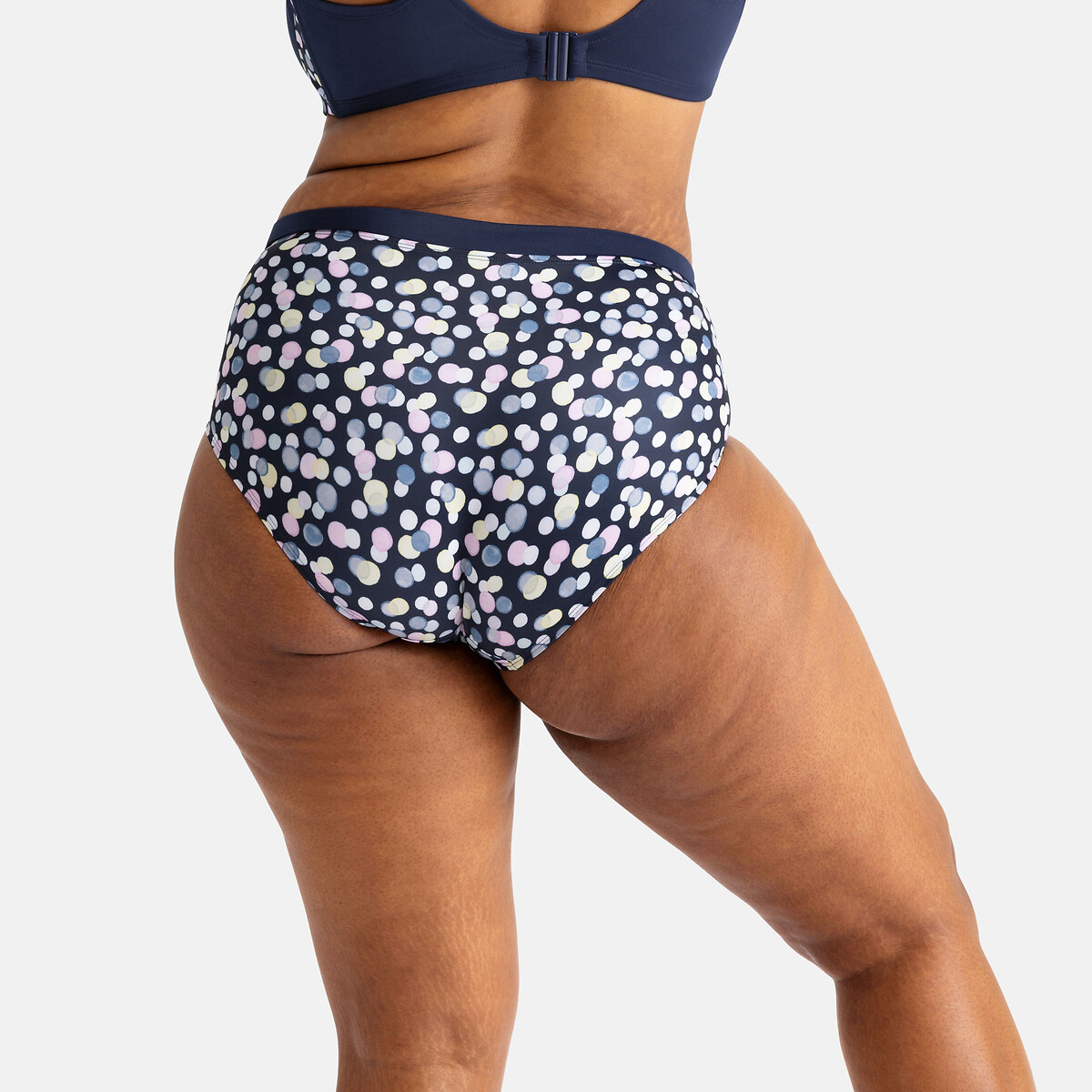 Mesola Tummy Toning Bikini Bottoms polka dot print/navy background, DORINA