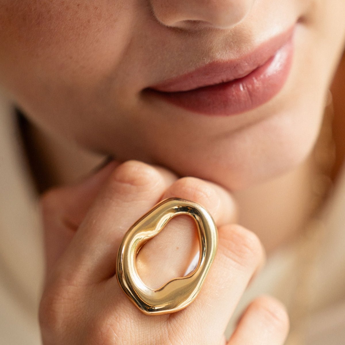 Bague ovale irrégulière - Collection Recyclée doré, BALABOOSTE