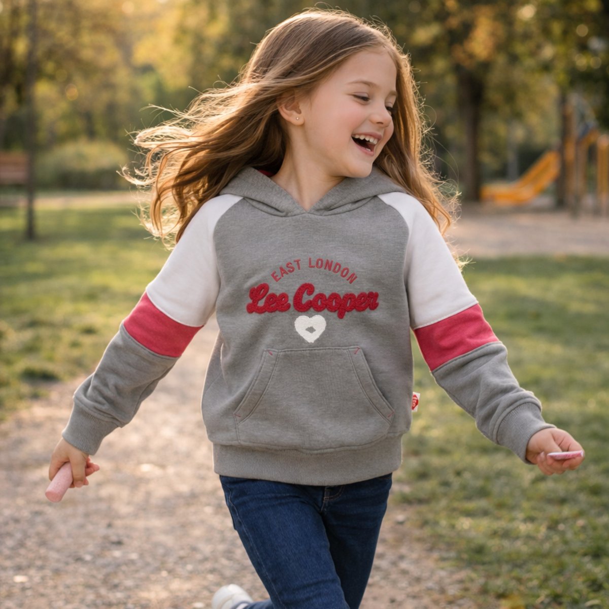 Sweat à capuche imprimé, coupe décontractée et manches longues POP GIRL gris, LEE COOPER