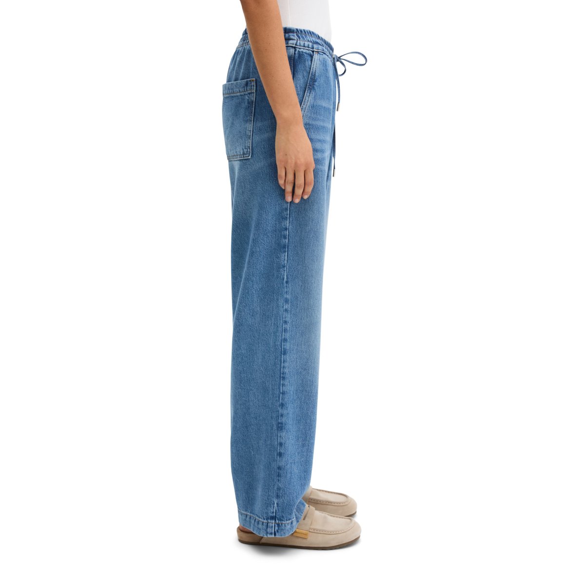 Joggpants droit cropped en TENCEL™ Lyocell bleu moyen, MARC O'POLO