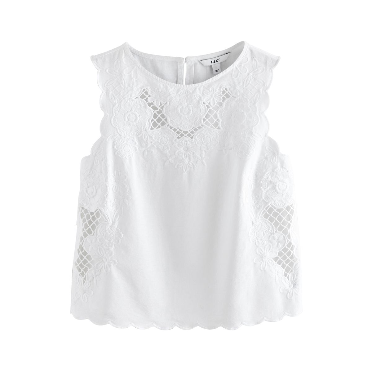 Top sans manches à broderie anglaise florale blanc, NEXT