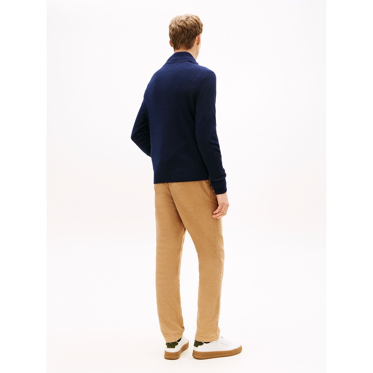 Pull col camionneur en laine d'agneau bleu marine, TOMMY HILFIGER