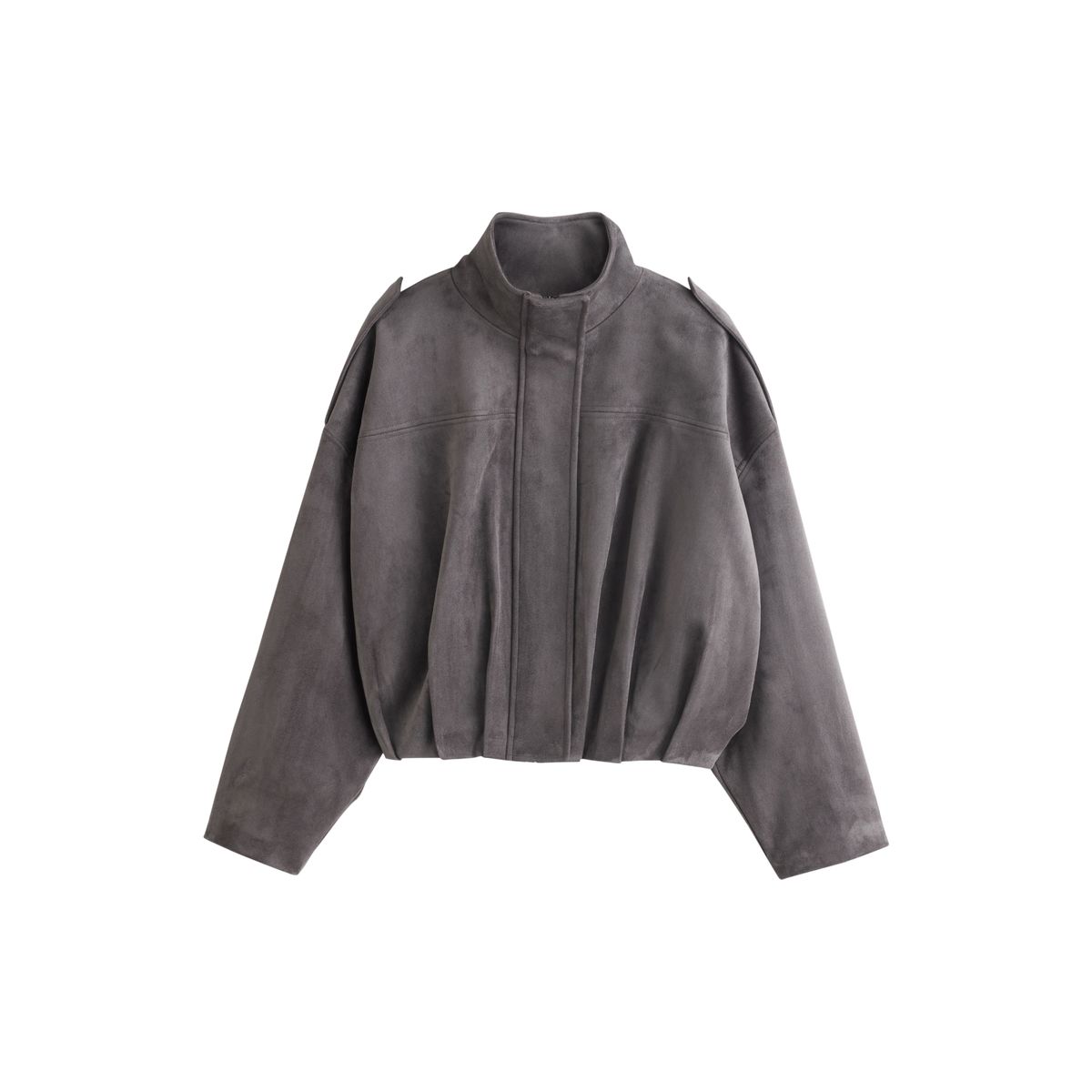 Blouson bomber en suédine à col montant gris, NEXT