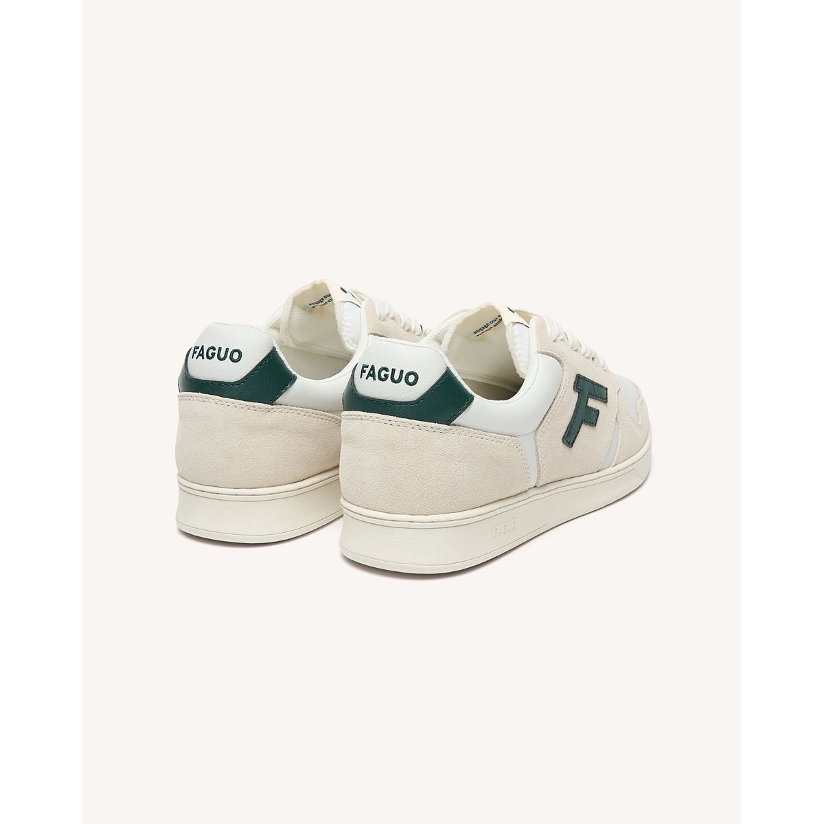 Baskets basses en cuir blanc et vert, FAGUO
