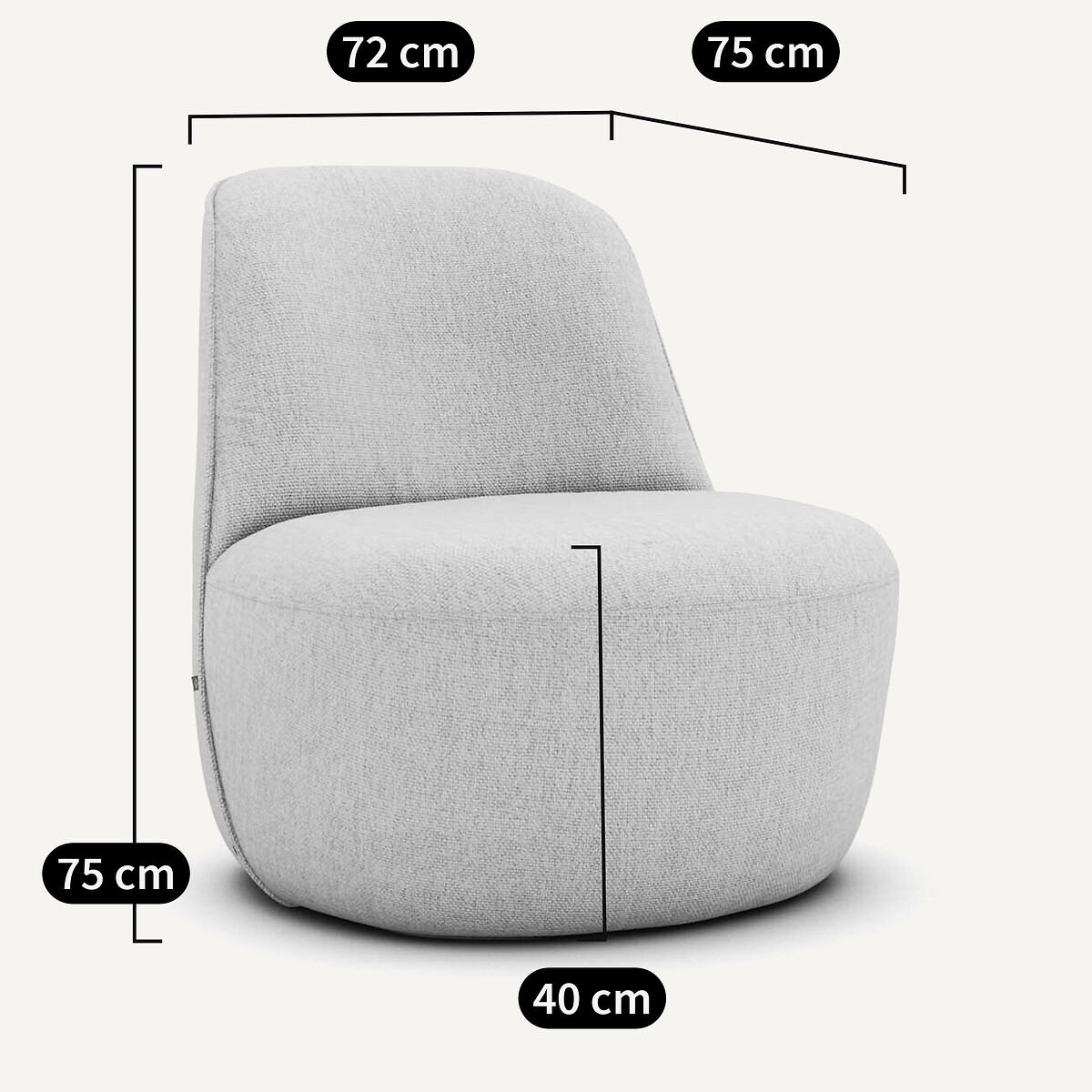 Draaifauteuil in chambray linnen, Rosebury ecru, AM.PM X EMMANUEL GALLINA