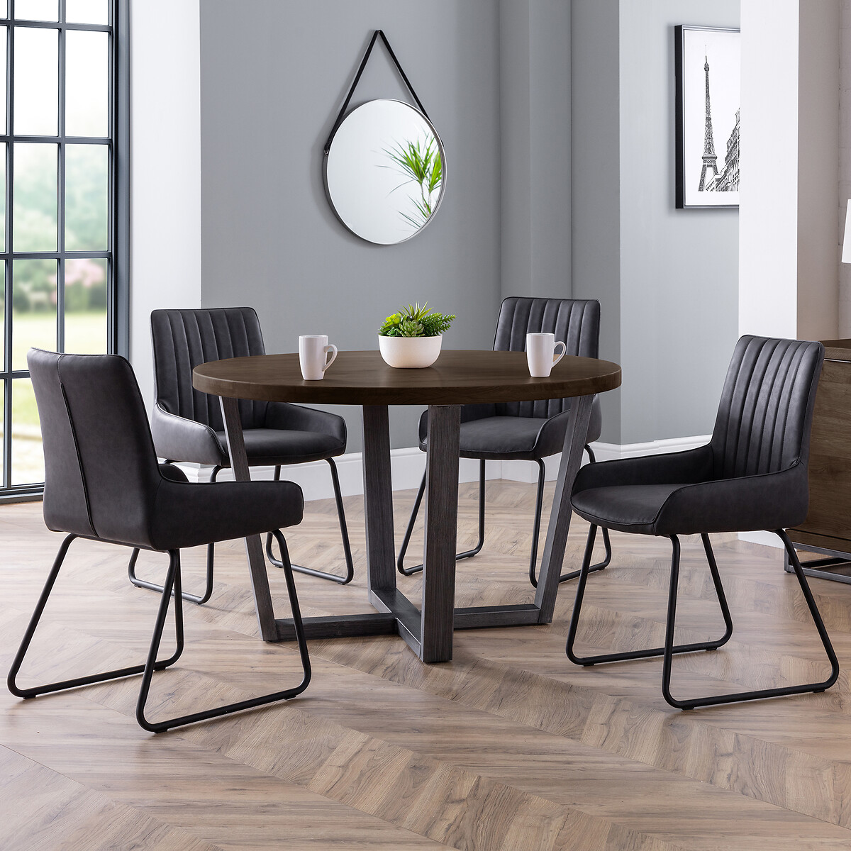 Marylebone Leather Dining Chairs (Set of 2) black, SO'HOME