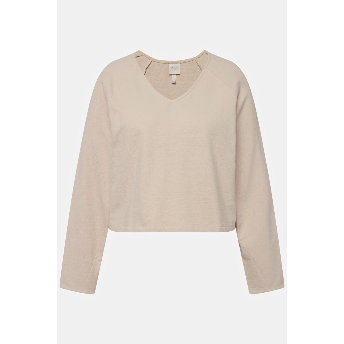 Sweat court, col V, manches longues crème, ULLA POPKEN