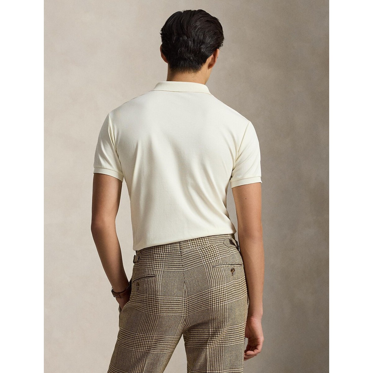 Polo Custom Fit Pima coton logo brodé crème, POLO RALPH LAUREN