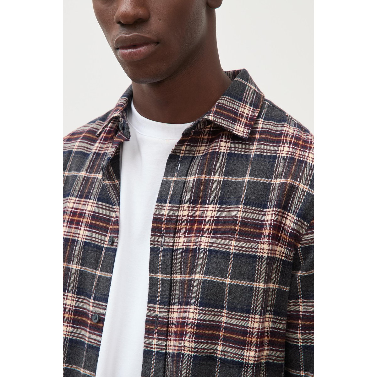 Chemise col classique manches longues gris foncé, BONOBO