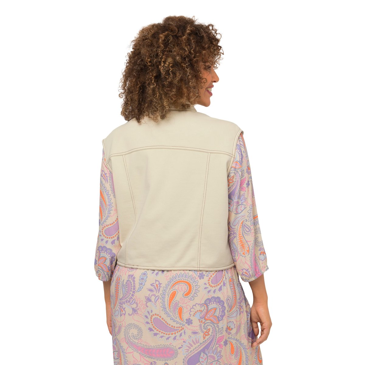 Gilet en molleton, coutures épaisses ivoire, ULLA POPKEN
