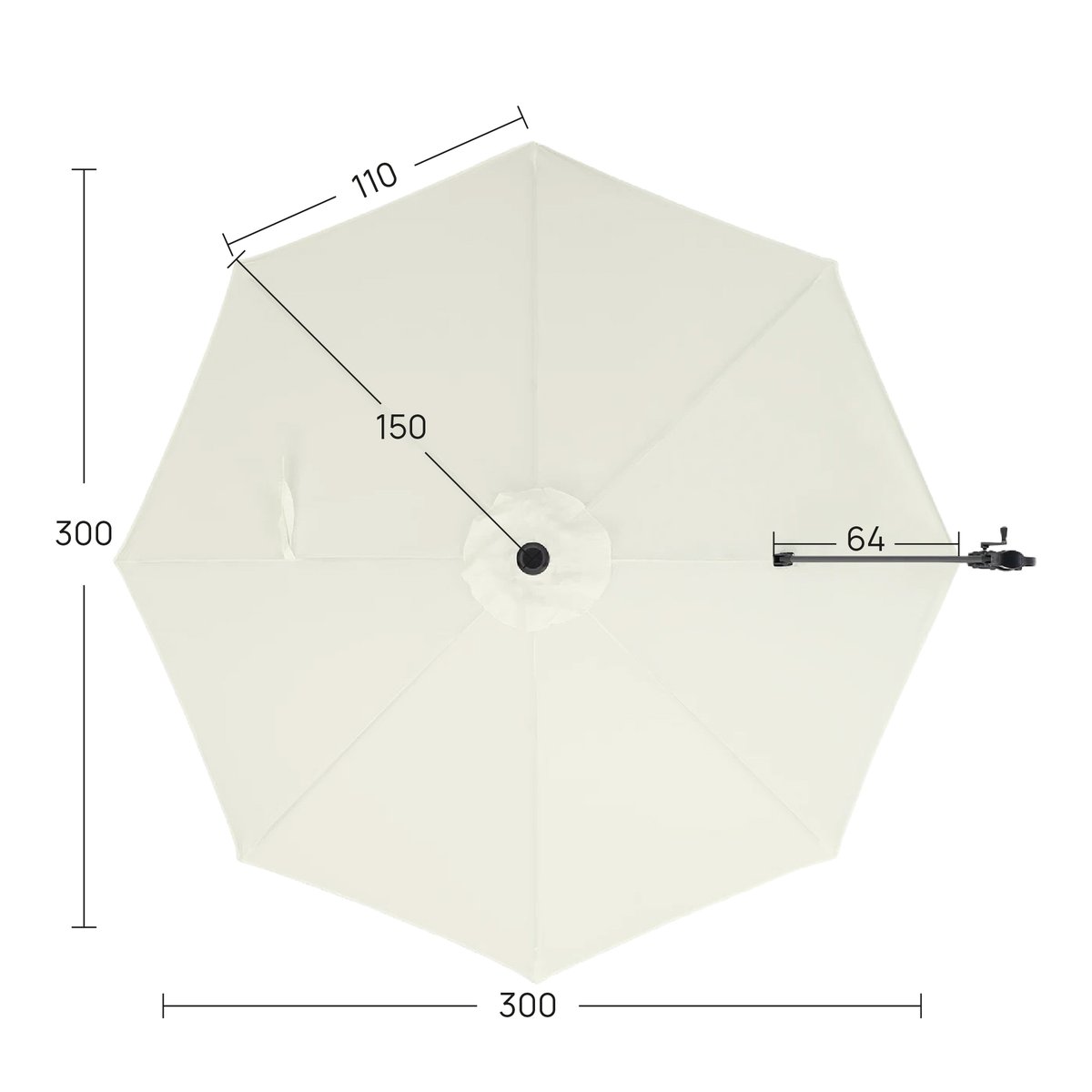 Toile pour parasol deporté rond, SUNNY gris anthracite, DEFORA HOME