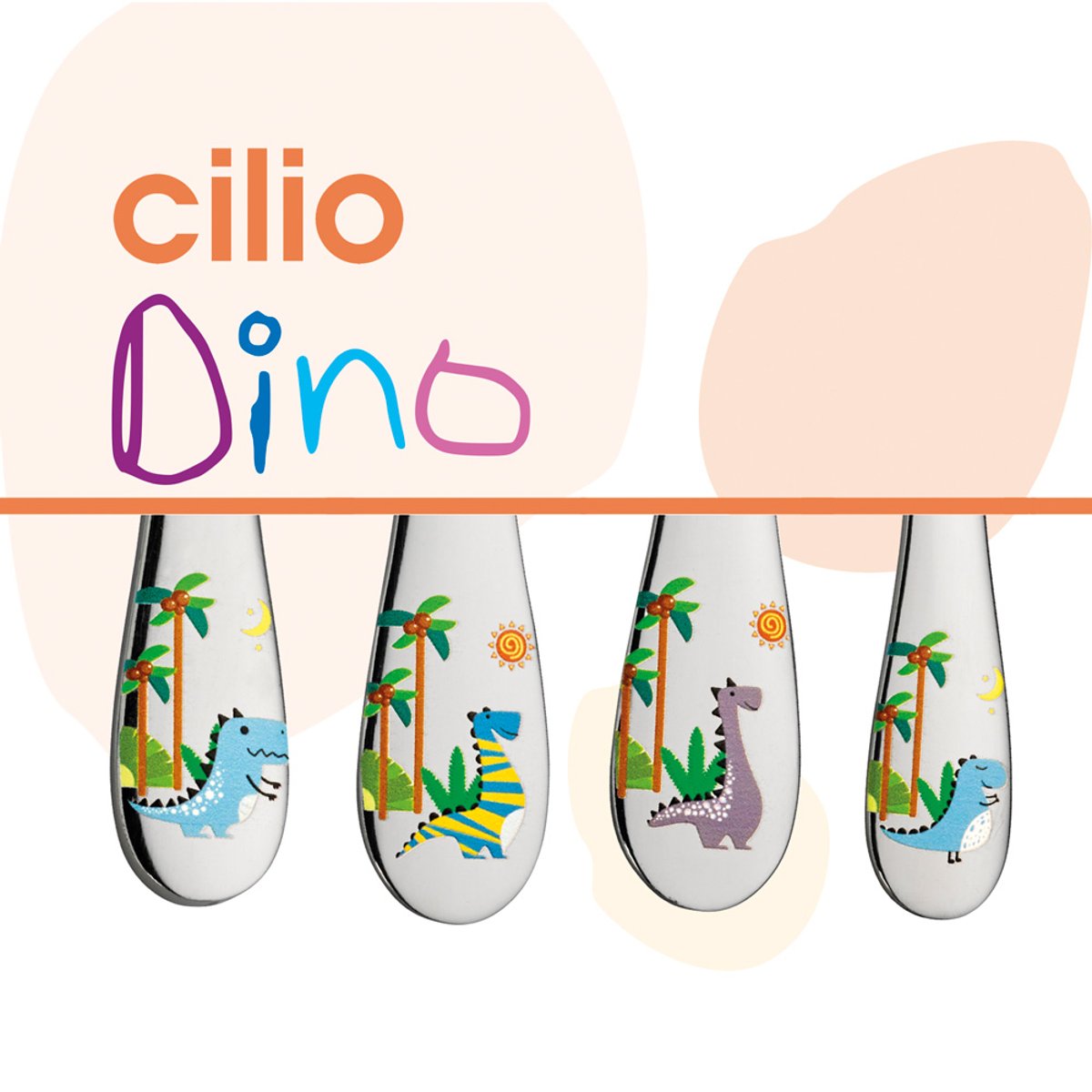 Couverts enfants Dino 4 pièces argent / métallique, CILIO