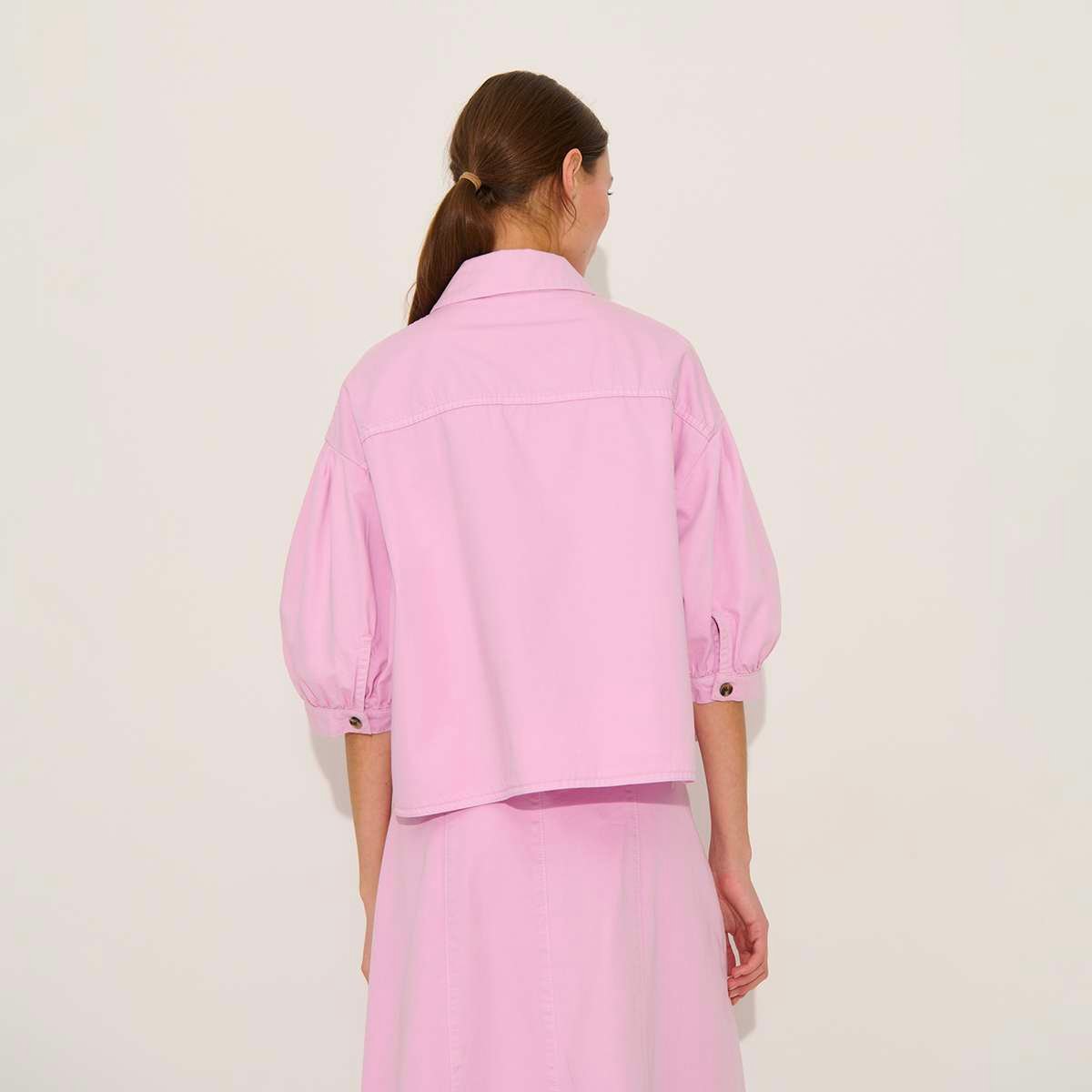 Chemise ample manches 3/4 en coton PRETTINA bubblegum, BENSIMON