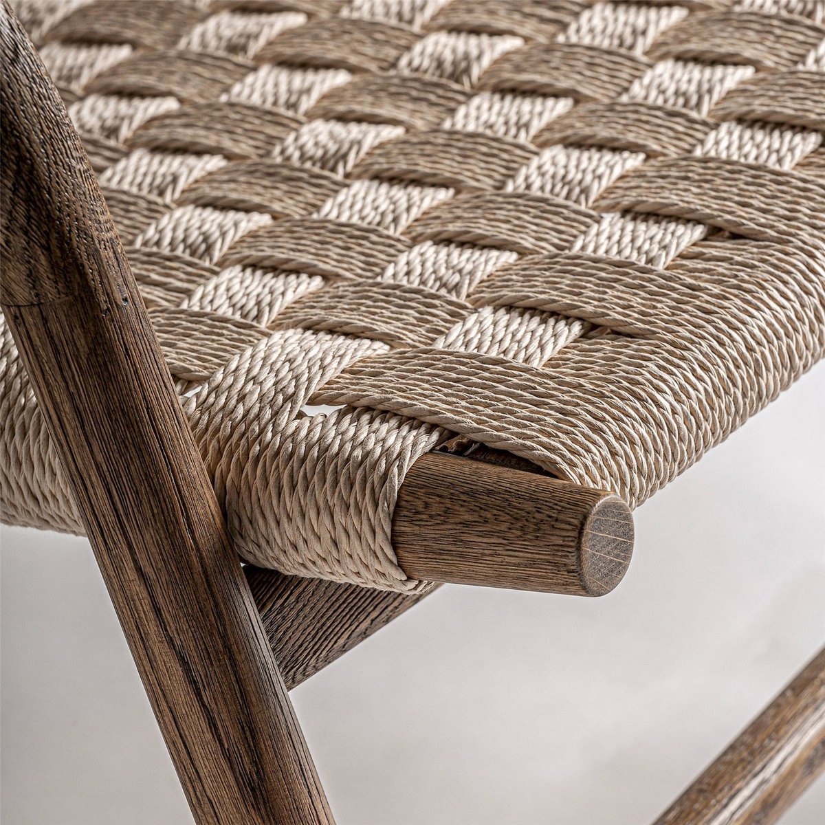 Fauteuil en chêne et corde esprit artisanal chêne marron et corde naturelle, RECOLLECTION