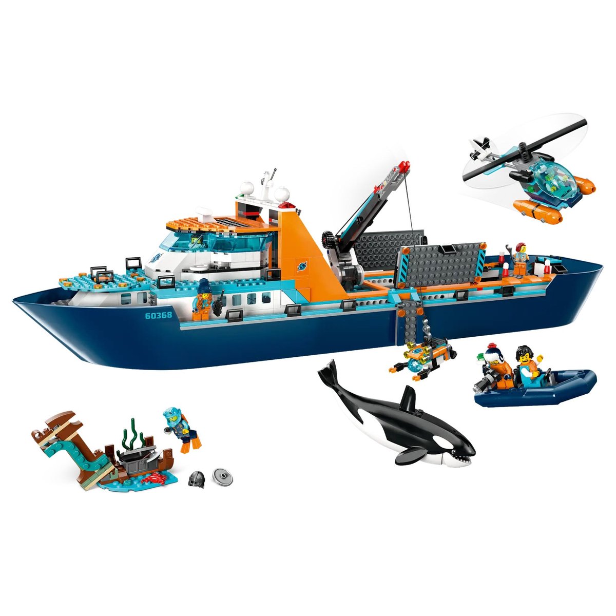 LEGO City - Navire d'Exploration Arctique 60368 avec Hélicoptère et Minifigurines multicolore, LEGO