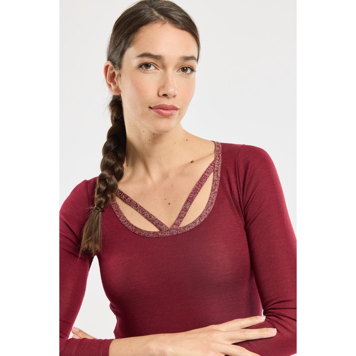 T-shirt manches longues en laine et soie saint amour, ARMOR-LUX