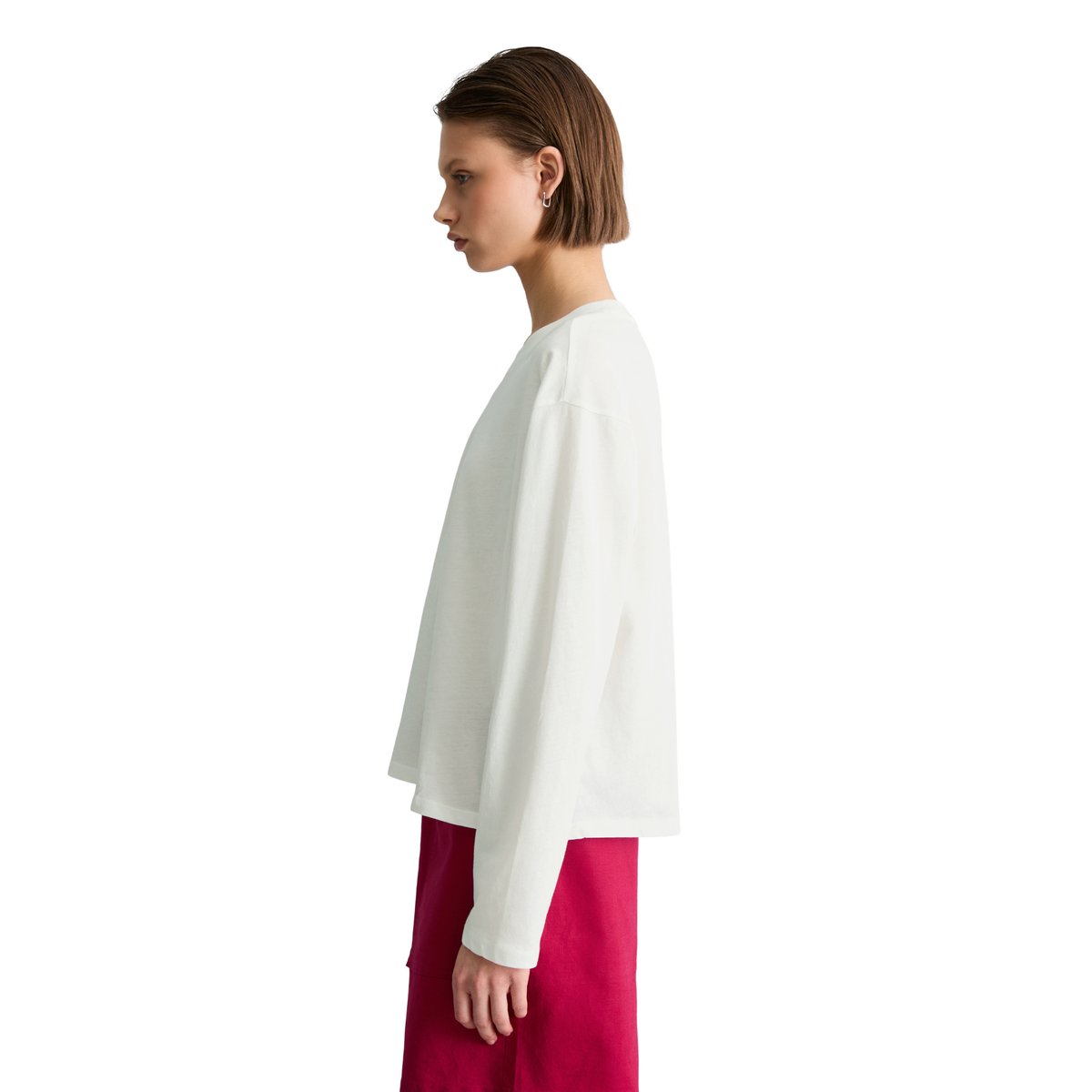 T-shirt long relaxed en coton organique blanc, MARC O’POLO DENIM