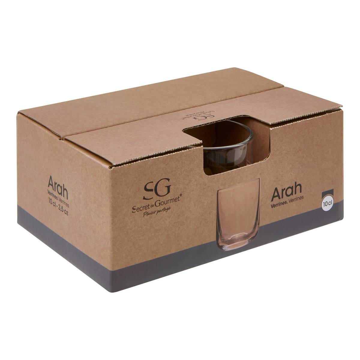 Lot de 6 verrines en verre ARHA transparent, SECRET DE GOURMET