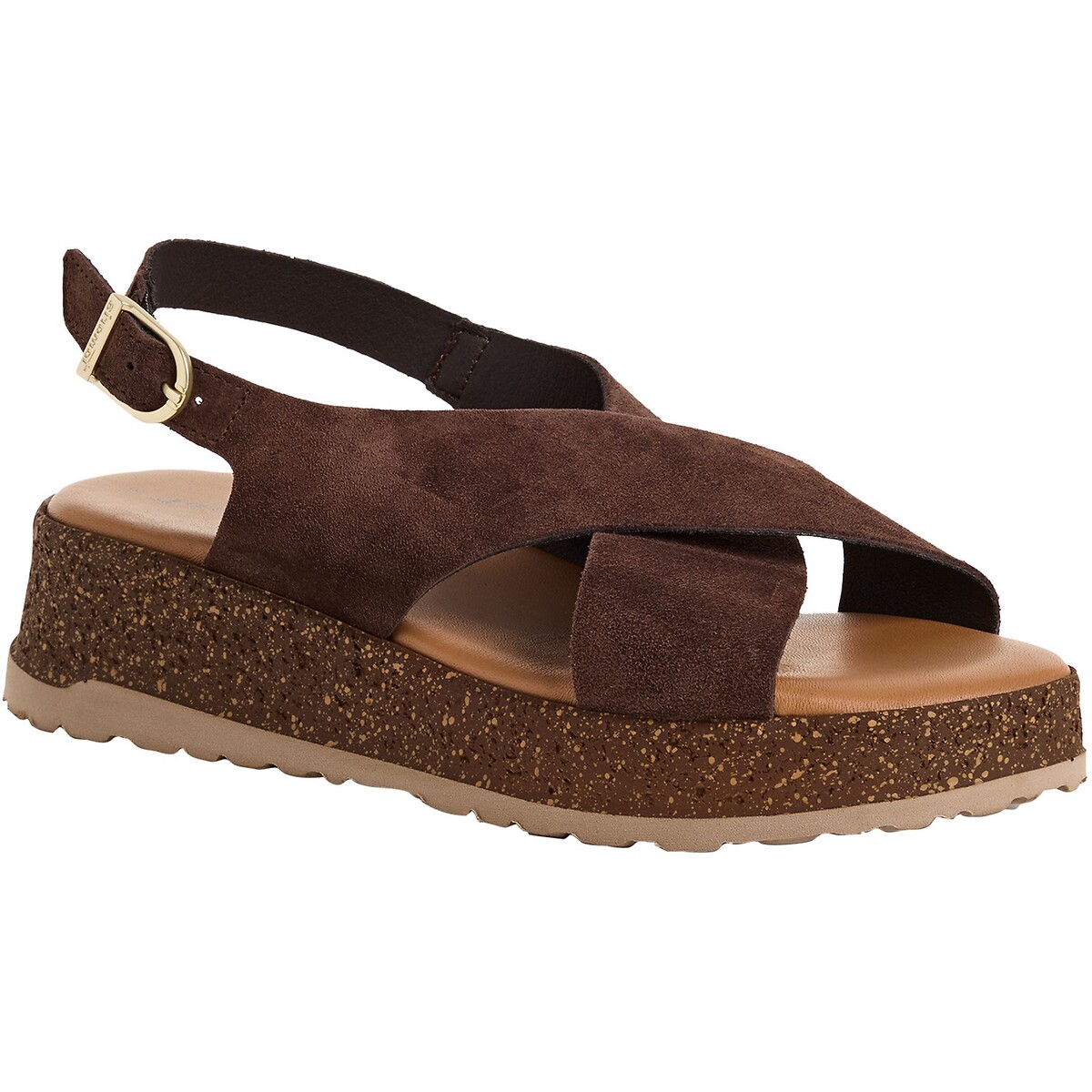 Leather Wedge Sandals brown, TAMARIS