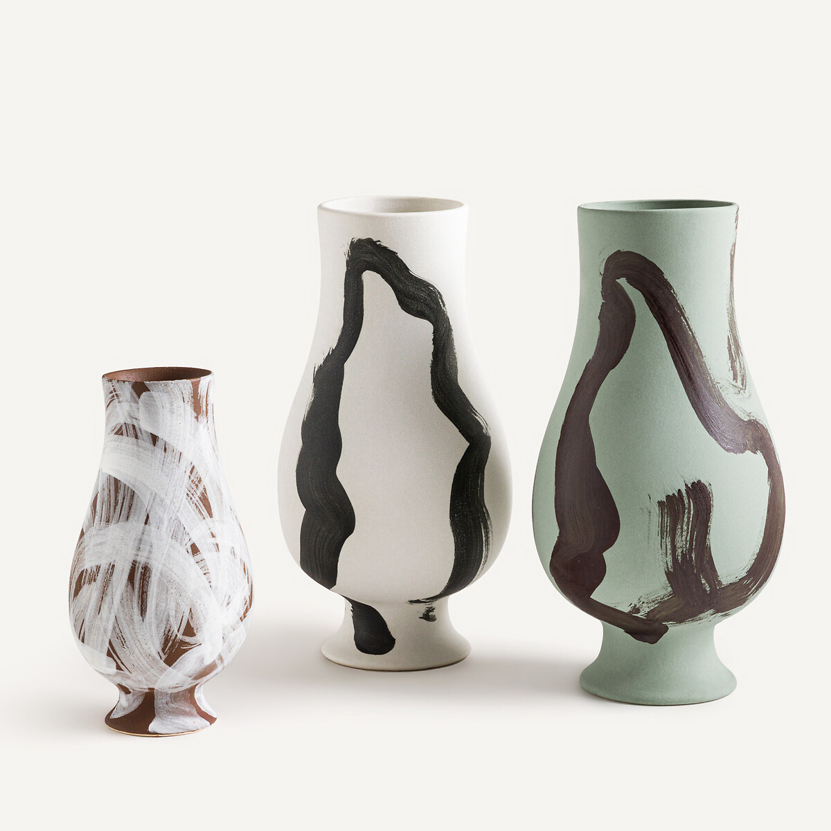 Vase aus matter Keramik, H33 cm, Skall kreide, AM.PM