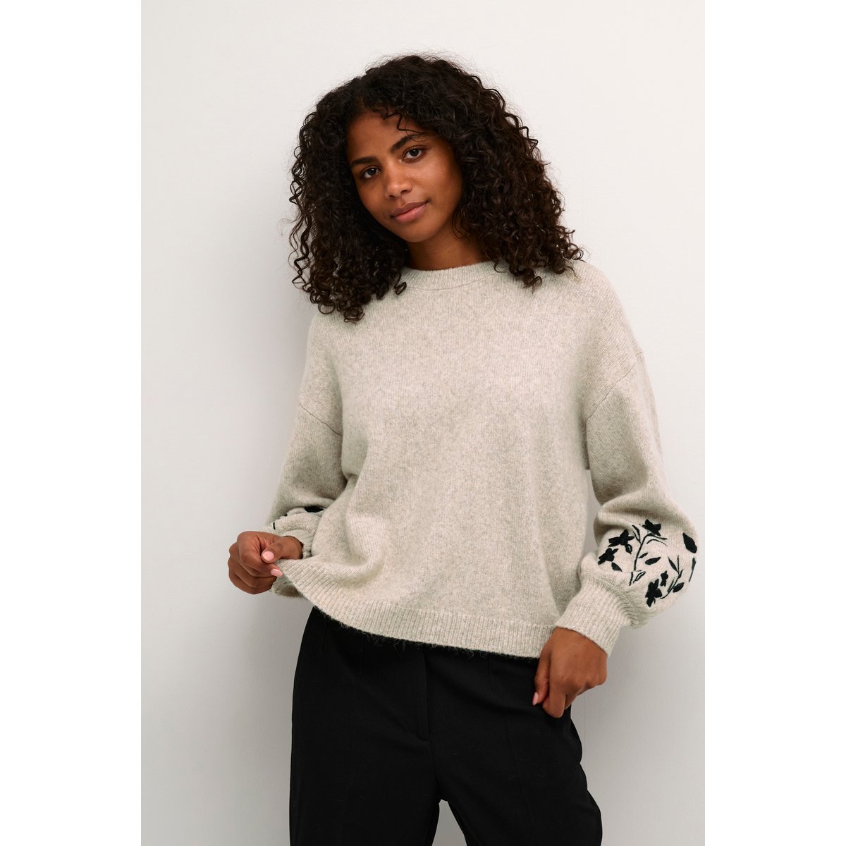 Pullover tricoté beige feather gray melange, KAFFE