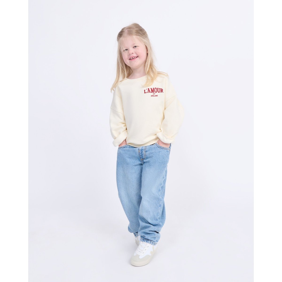 Sweat L'amour est déclaré brodé beige crème, EMOI EMOI