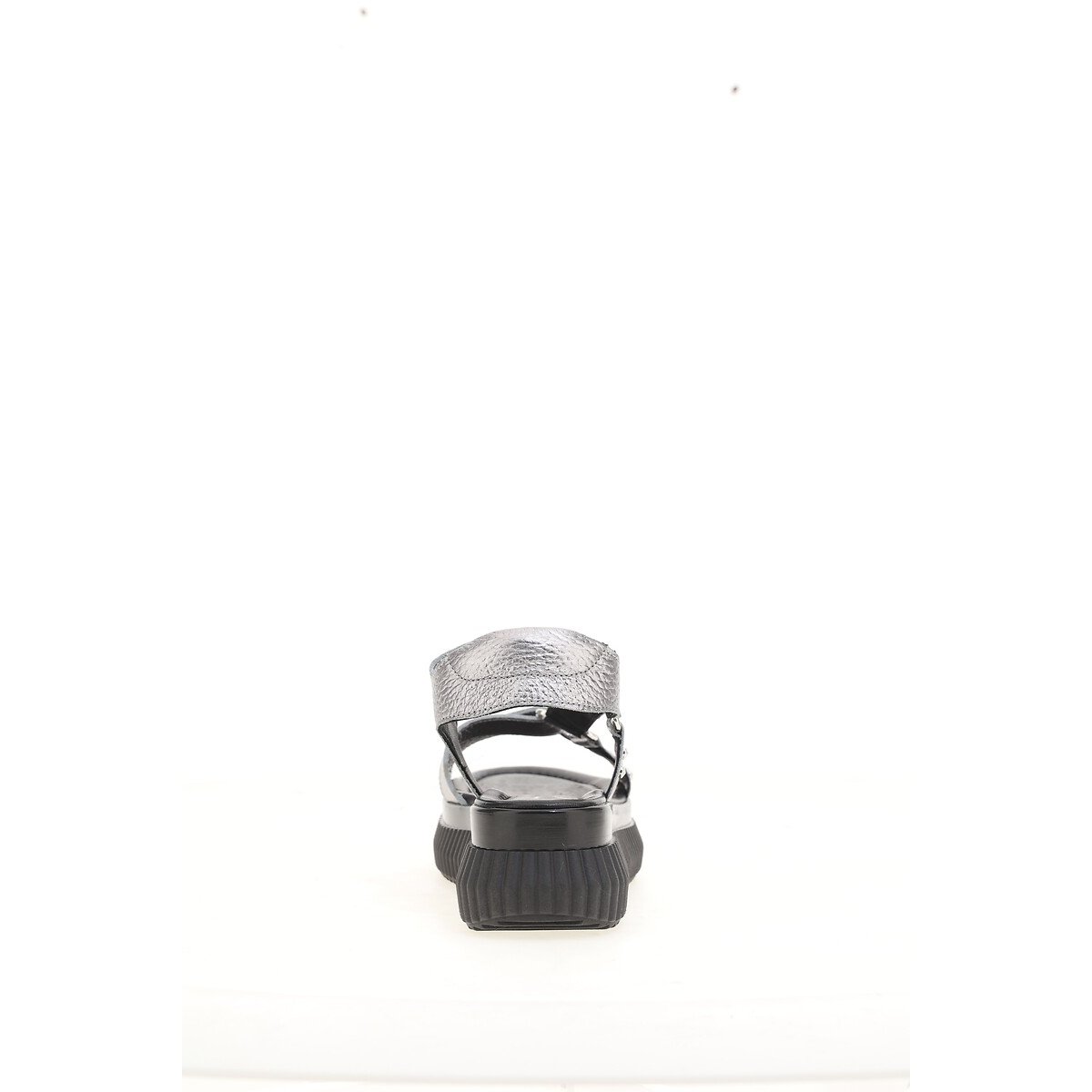 Sandales plateforme en cuir argent, MJUS