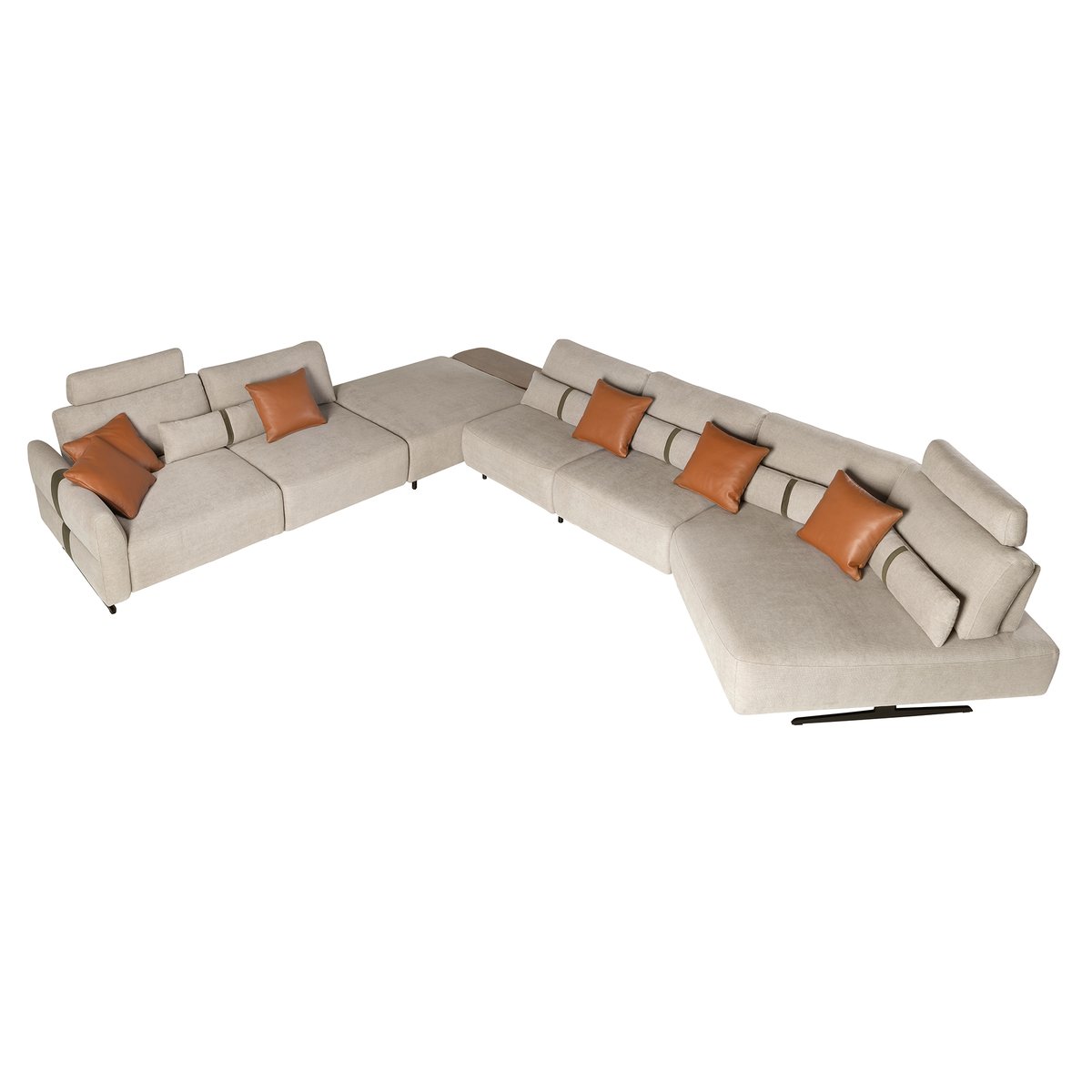 Canapé d'anglé relax modulable tissu sable | noir, ANGEL CERDA