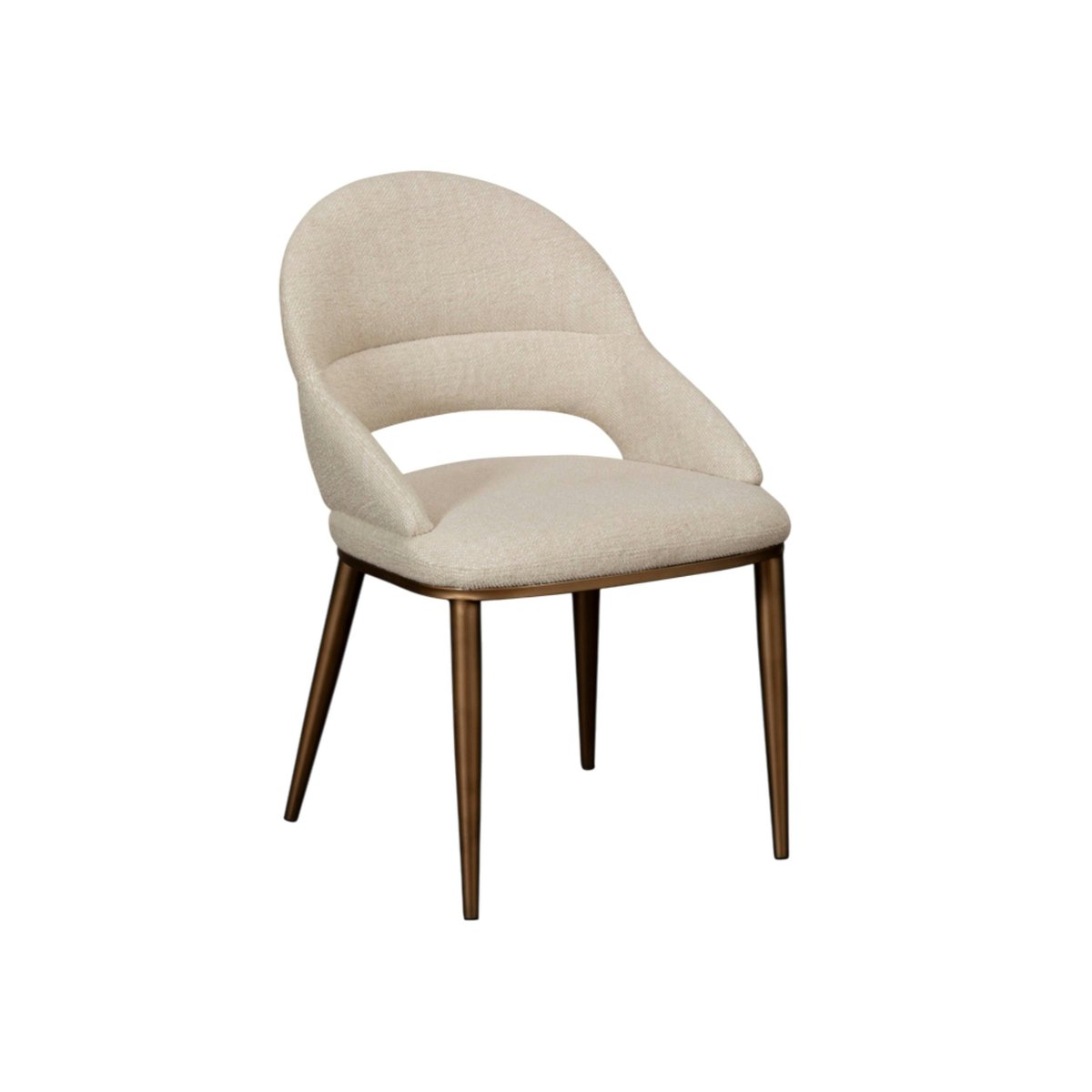 Chaise tissu écru à dos ouvert et pieds cuivrés (lot de 2) TREVI ecru, PIER IMPORT