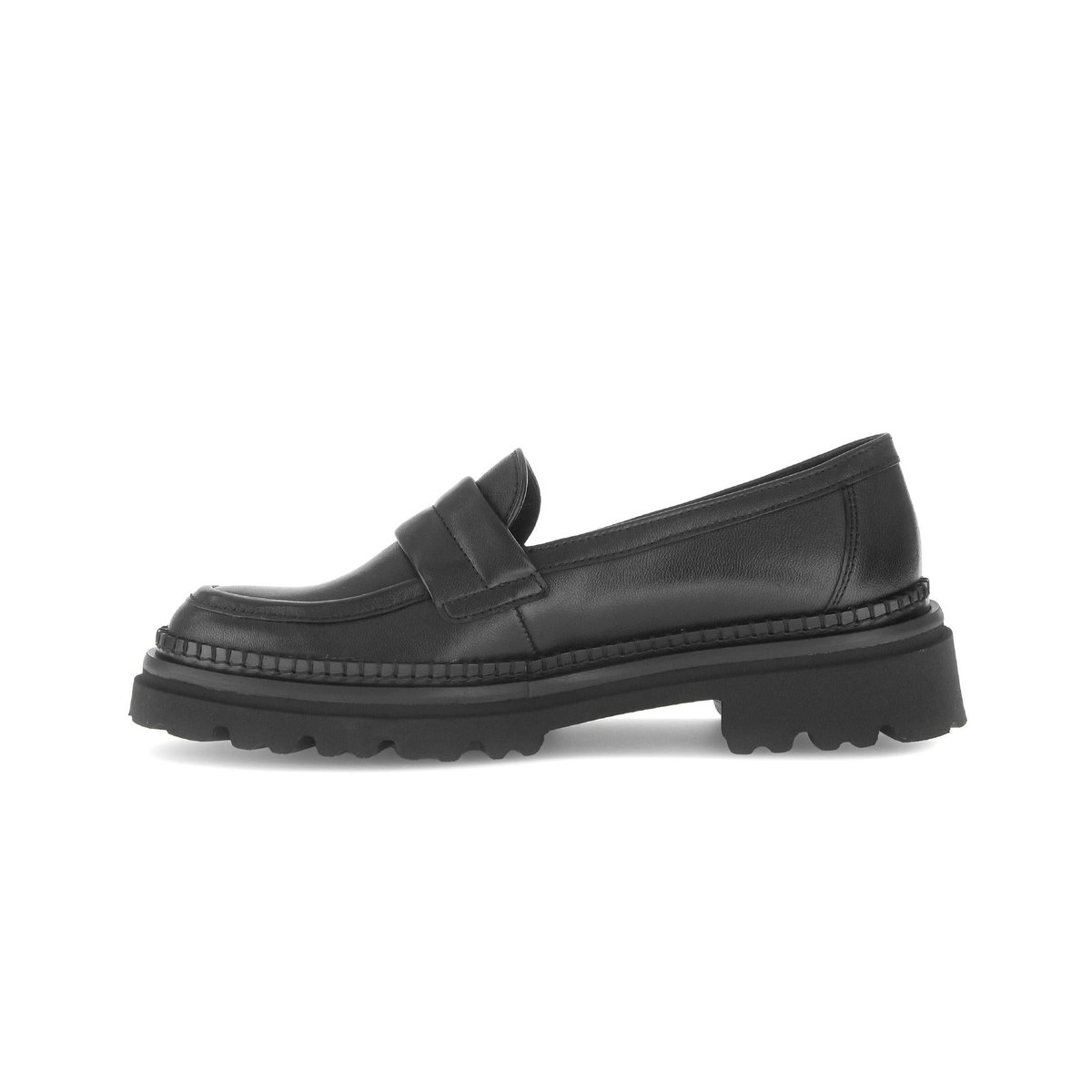 Mocassins en cuir lisse à talon décroché noir lisse, GABOR