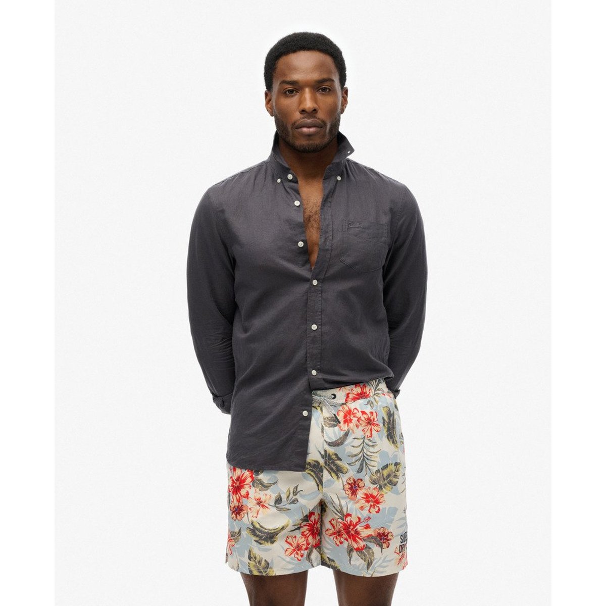 Short de bain à imprimé hawaïen longueur 43 cm aloha ombré, SUPERDRY