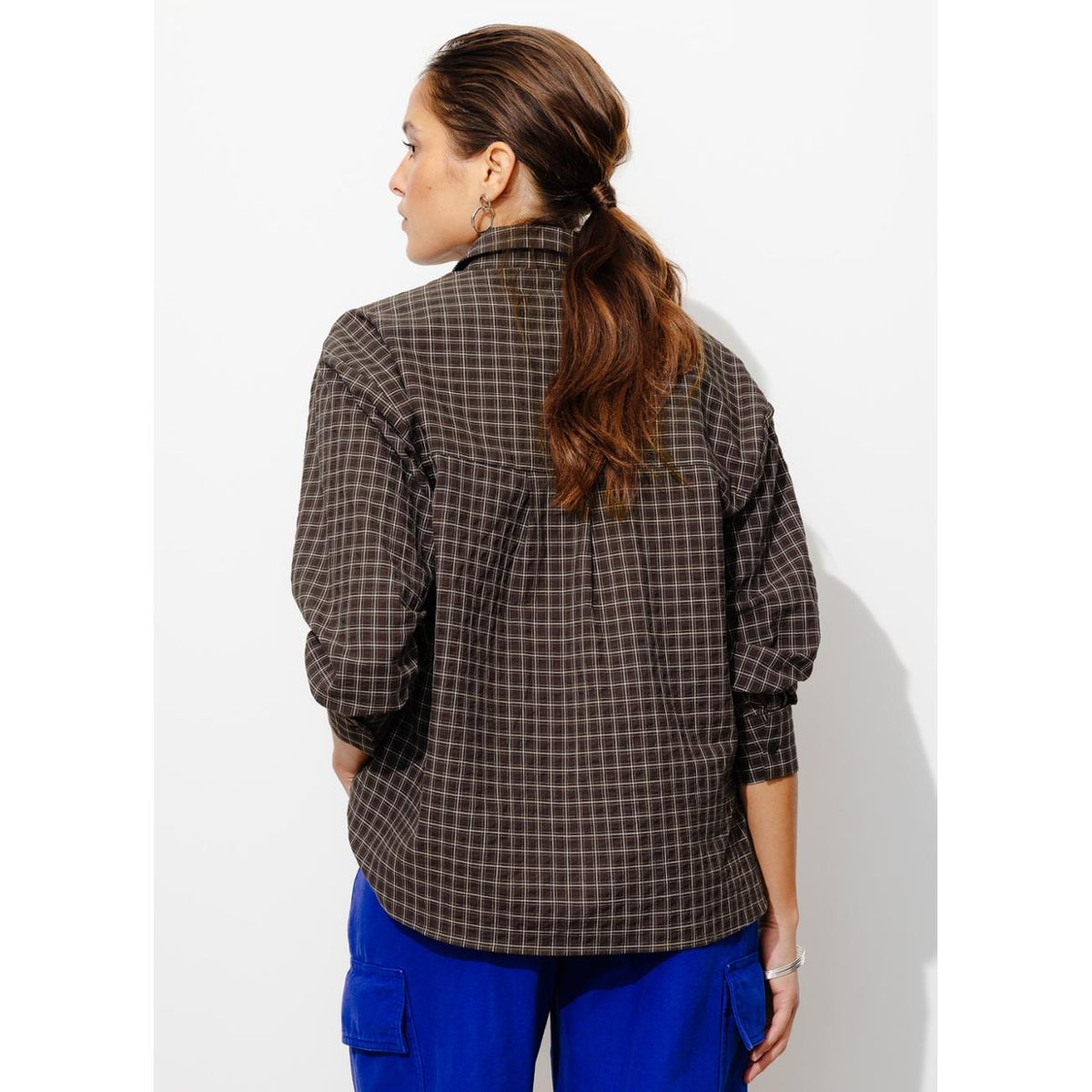 Chemise à carreaux carreaux marron, PROMOD